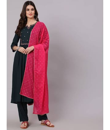 Antaran - Blue A-line Rayon Women's Stitched Salwar Suit ( Pack of 1 )