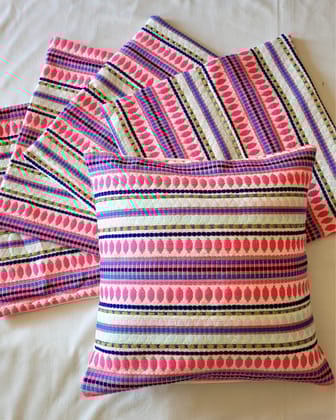 Khamma Ghani Cotton Vibrant Multicolor Cushion Covers-12x12 (Set of 5)