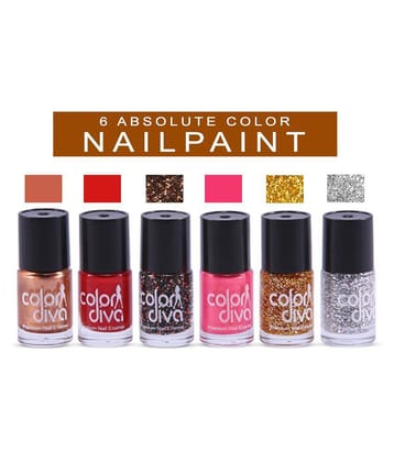 Color Diva Amazing Color Nail Polish Multicolor Natural Pack of 6 5 mL