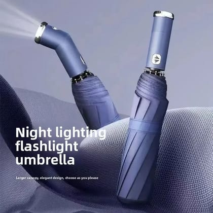 Multifunction Umbrella with Emergency Torch | Foldable Portable Rain Umbrella for Men & Women | Compact Travel Umbrella with Built-In LED Light (Any Random Color)