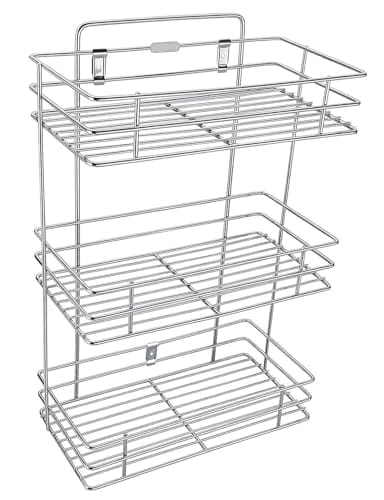 CR18 COLLECTION 3 Tier Stainless Steel Kitchen Rack Basket Stand Storage Organizer Wall-Mounted Shelf for 2
