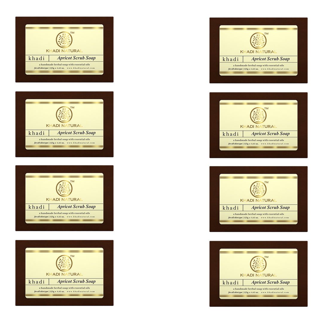 Khadi Natural Apricot Scrub Soap Combo Pack Of 8 – 125gm Each