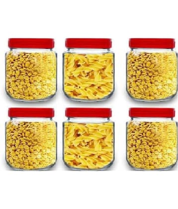 CROCO JAR - Red Glass Food Container ( Pack of 6 )