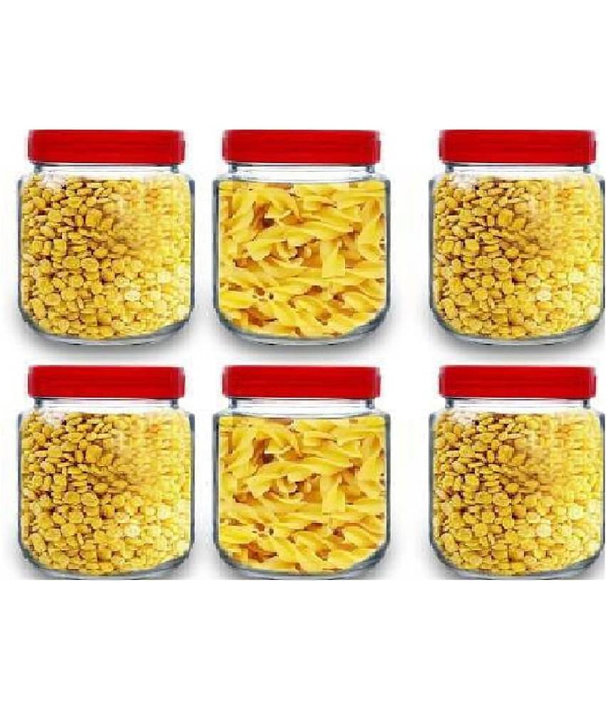 CROCO JAR - Red Glass Food Container ( Pack of 6 )