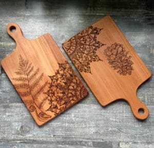 Handicraft Exim Hand-Engraved Wooden Chopping Board (Set of 2) | Decorative & Functional | Kitchen Prep & Serving