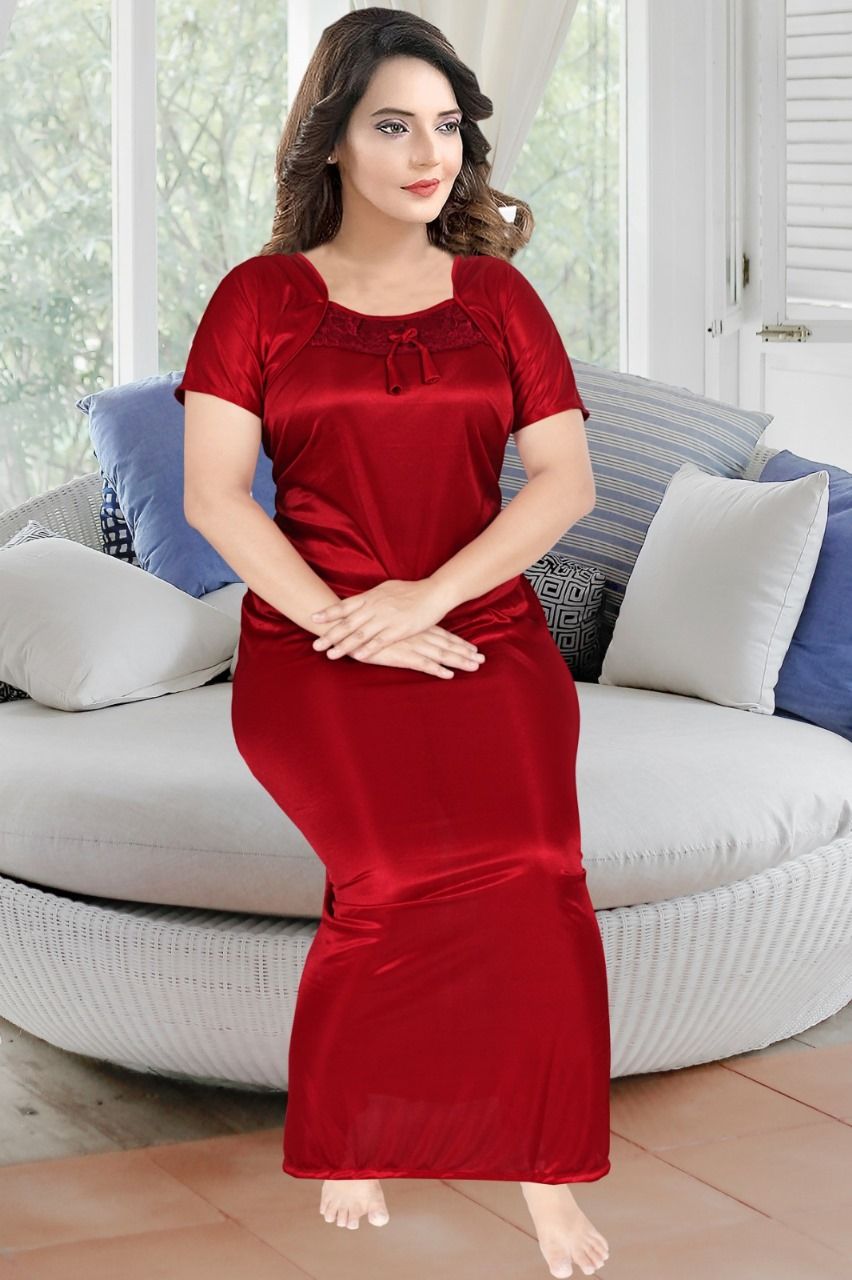 Soft Satin Maroon Nighty
