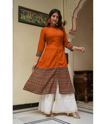 Yash Gallery Rayon Printed A-line Women's Kurti - Multicolor ( Pack of 1 )