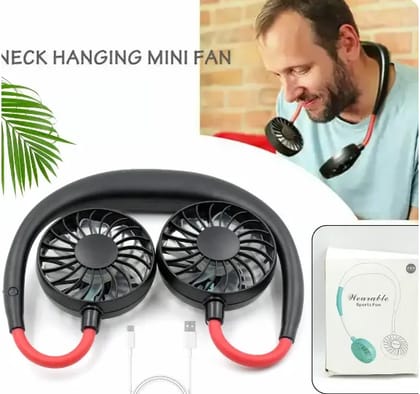 Hand Free Personal Fan - Portable USB Battery Rechargeable Mini Fan - Headphone Design Wearable Neckband Fan Necklance Fan Cooler Fan for Home, Sport, Camping, Beach, Travel, Office