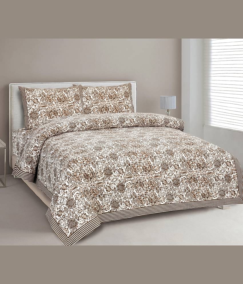 CLOTHORO Cotton 1 Double King Bedsheet with 2 Pillow Covers ( Multicolor )