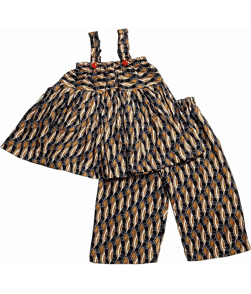 harshvardhanmart.com - Brown 100% Cotton Girls Top With Palazzo ( )
