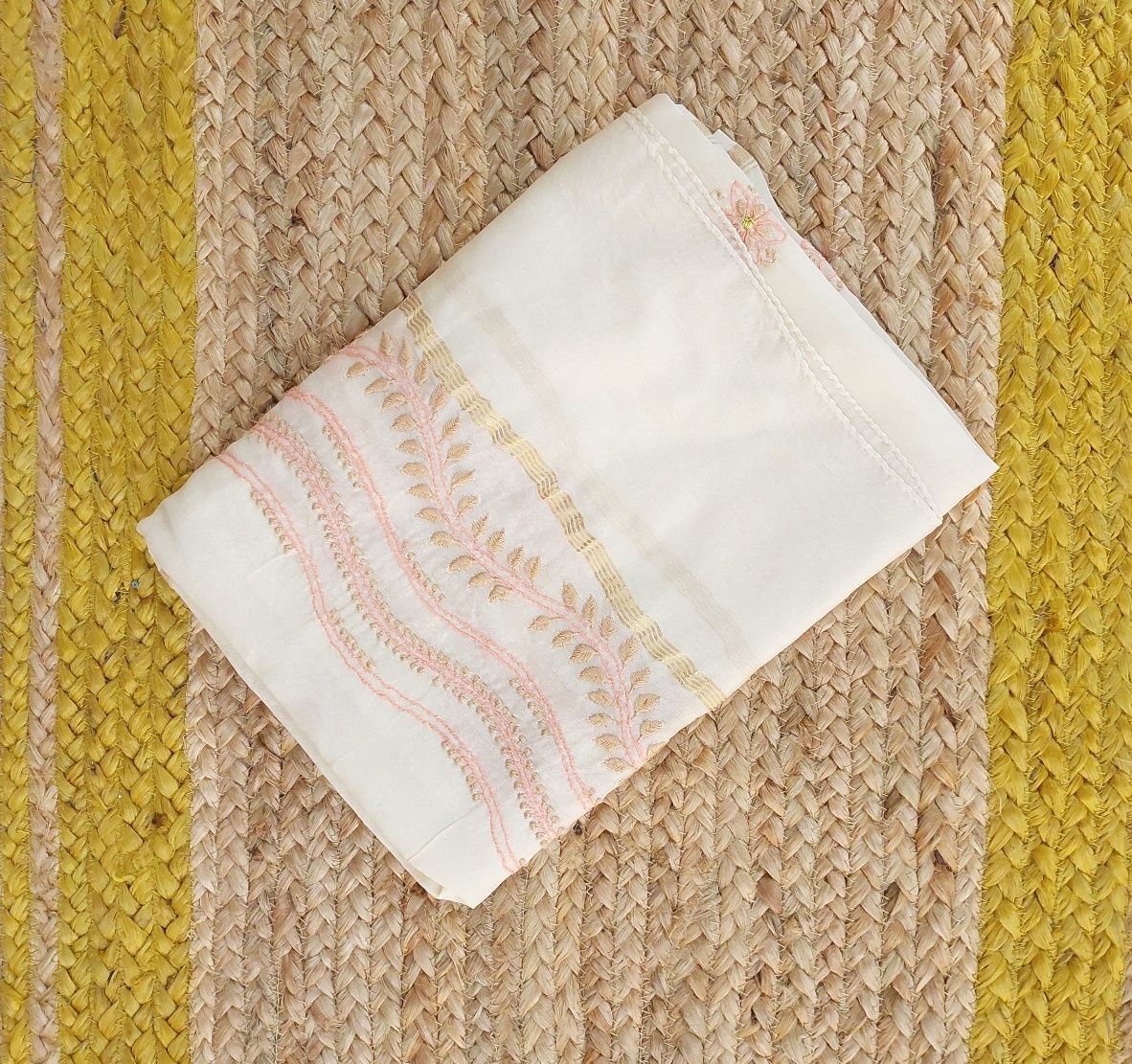 Chanderi Hand Embroidered Suit