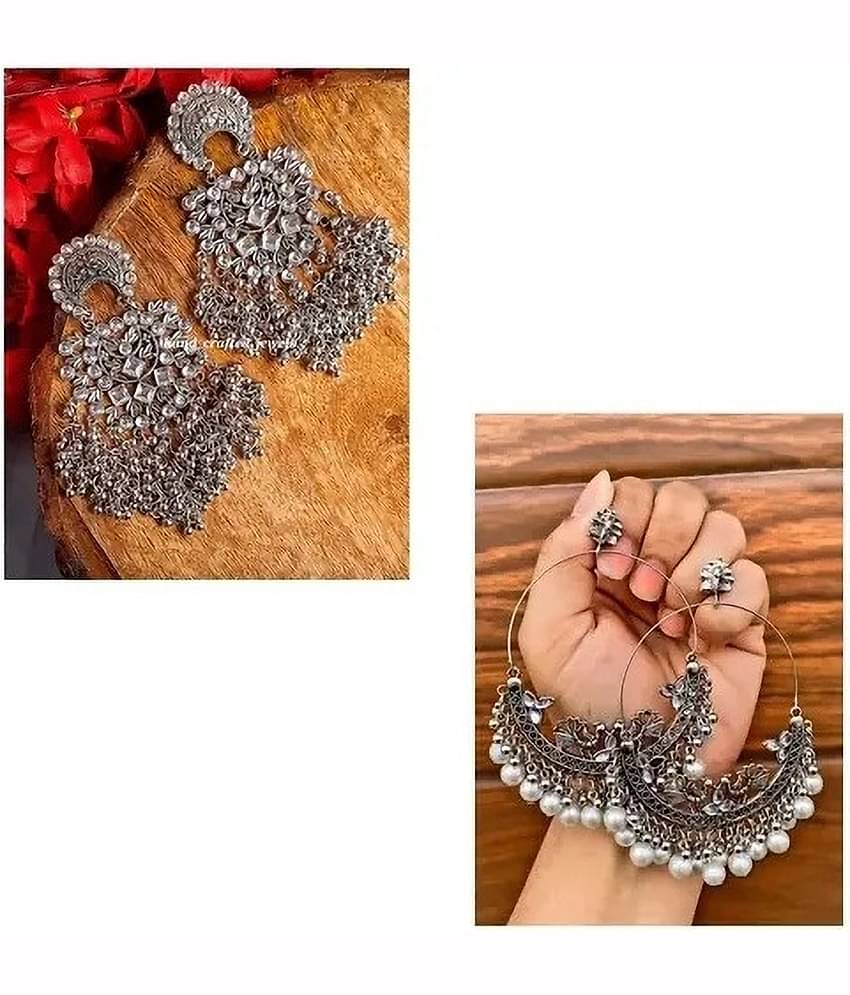 Samridhi DC Silver Drop Earrings ( Pack of 2 )