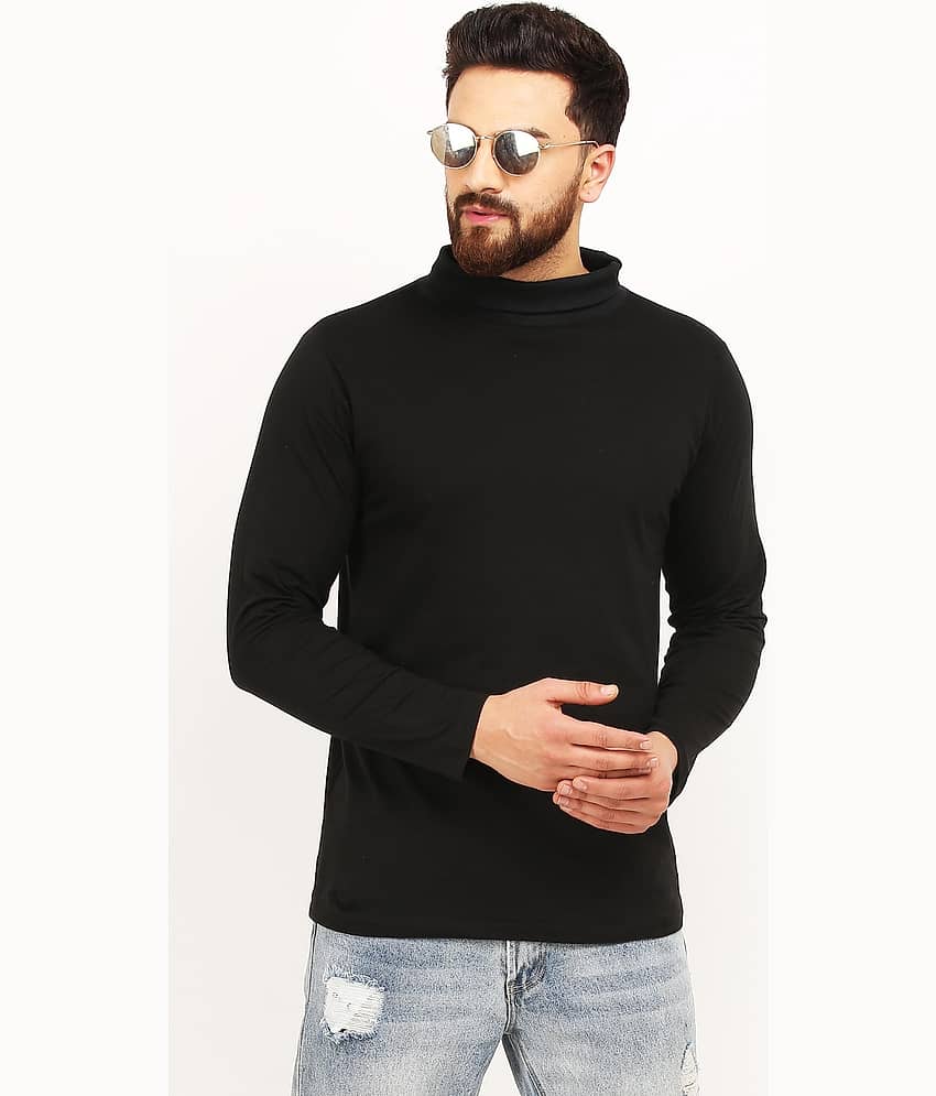 Leotude Pack of 1 Cotton Blend Regular Fit Men's T-Shirt ( Black )