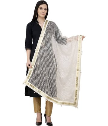 A R Silk White Organza Hand Embroidered Dupatta
