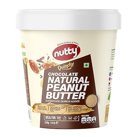 Nutty Natural Chocolate Peanut Butter Quinchy 1250g, 100% Non-GMO, Vegan, 31g Protein, Superfood Quinoa Added, 0% Trans-Fat, Quinchy Peanut Butter Spread (1.25Kg)