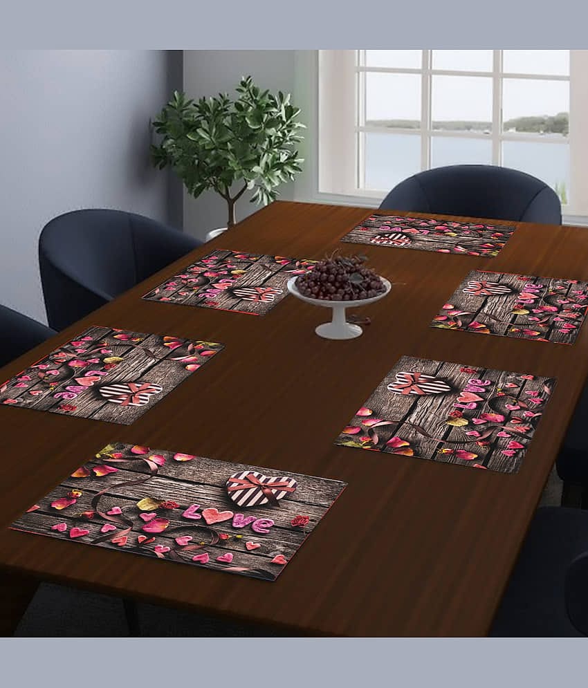 PVC Graphic Rectangle Table Mats (45 cm x 30 cm) Pack of 6 - Multi