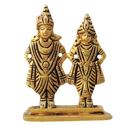 Brass Rukmini Vitthal Idol – Pandharpur Vithoba Brass God Decorative Murti, Height : 2.7 Inch (BSMAS1468 C)