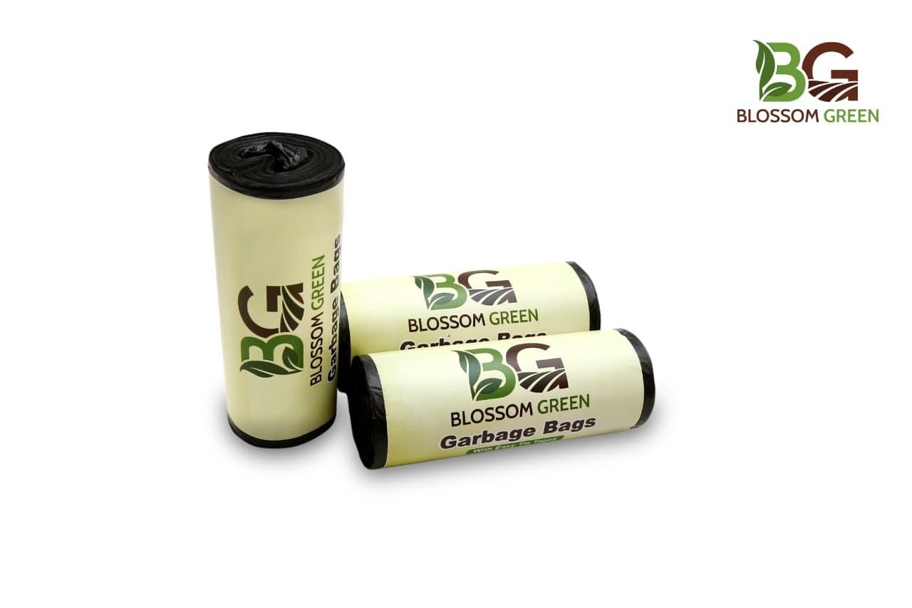 Blossom Green Medium Garbage Bags for Dustbin | Size M, Pack of 3 |19 x 21 inches| Biodegradable Waste Bags | Leak-Proof, Disposable Trash Bags | Kitchen & Home Dustbin Liners