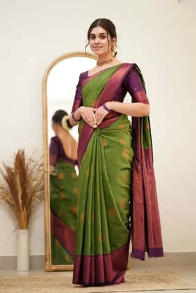 Light Green Floral Design Kanjivaram Jacquard Saree