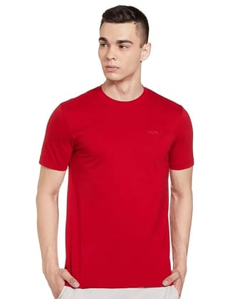 Men's Cotton Regular Fit Half Sleeves Crew Neck Solid Lounge T-Shirt