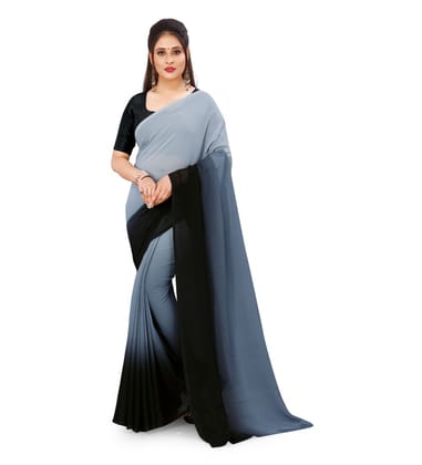 Women's Georgette Printed Saree with Unstitched Blouse (Grey, 5-6 Mtrs)