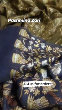 Reversible Zari Pashmina Shawl – Dual-Sided Luxury with Delicate Parrot Motifs | Elegant Artisan Wrap by Heritage Design Inc