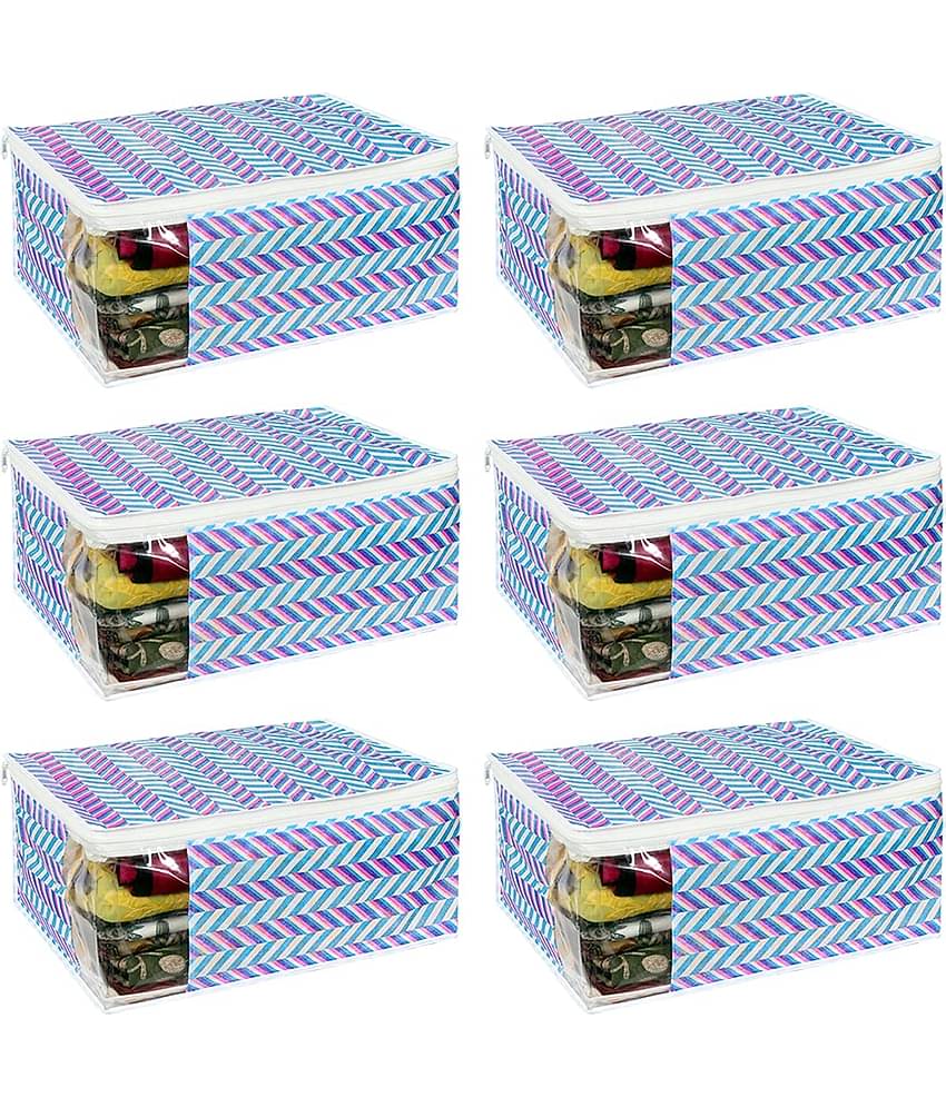 PrettyKrafts  Saree Cover Large with Creative Prints, Saree Storage Bag With Zip, Wardrobe Organiser, Clothes Cover & Storage,(Pack of 6) QTR Grey