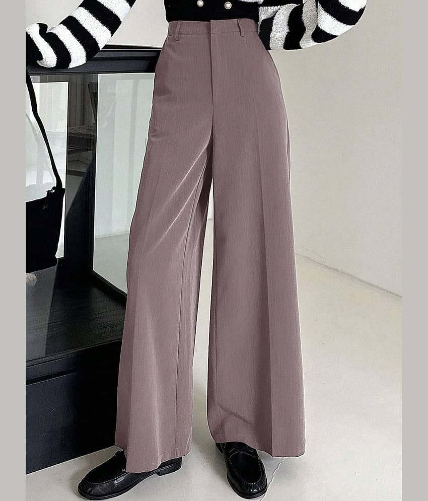 kotty Women Rayon Blend Casual Trousers ( Brown )