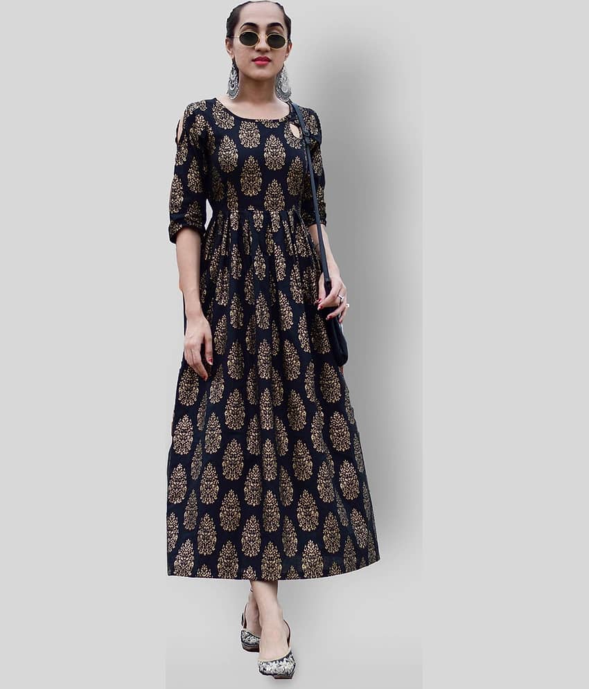 The Style Story - Navy Rayon Women's Flared Kurti ( Pack of 1 )