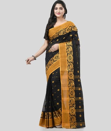 Desh Bidesh Cotton Self Design Saree Without Blouse Piece ( Black )