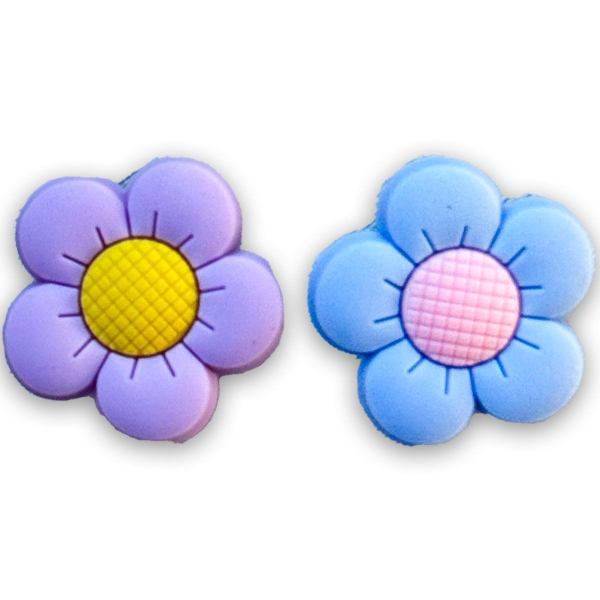 Flower Shoe Charms – Pastel Purple & Blue - Pack of 2