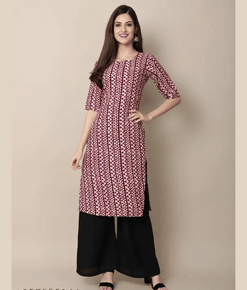 AK FASHION MALL Pack of 1 Crepe Printed Straight Women's Kurti - ( Multicolor )