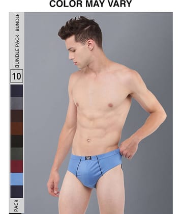 Dollar Lehar Super Combed Cotton Mens Brief - Pack of 10 - (Colour May Vary)
