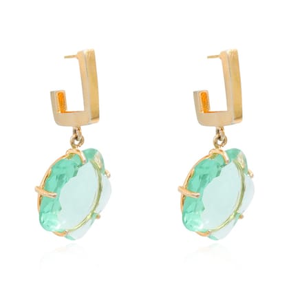 Unique Silver 92.5 Earring-Green / Gold
