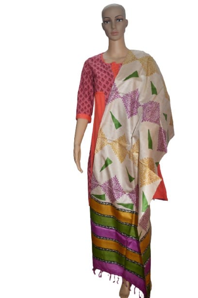 Pure organic Tussar Eri Printed Stole