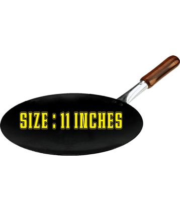 Ms Pure Iron/Loha Black Roti Tawa With Ms Pipe Handle No-11 (Dia-11 Inches,)