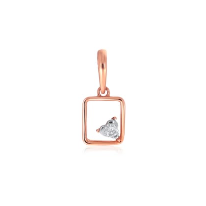 Senco Gold 18K Rose Gold Token of Love Diamond Pendant (Gold Weight - 1 g / 0.07 carat / HI-SI)