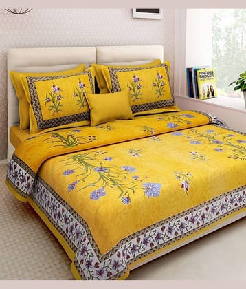 ABHACLOTHO Cotton 1 Double Bedsheet with 2 Pillow Covers ( Multicolor )