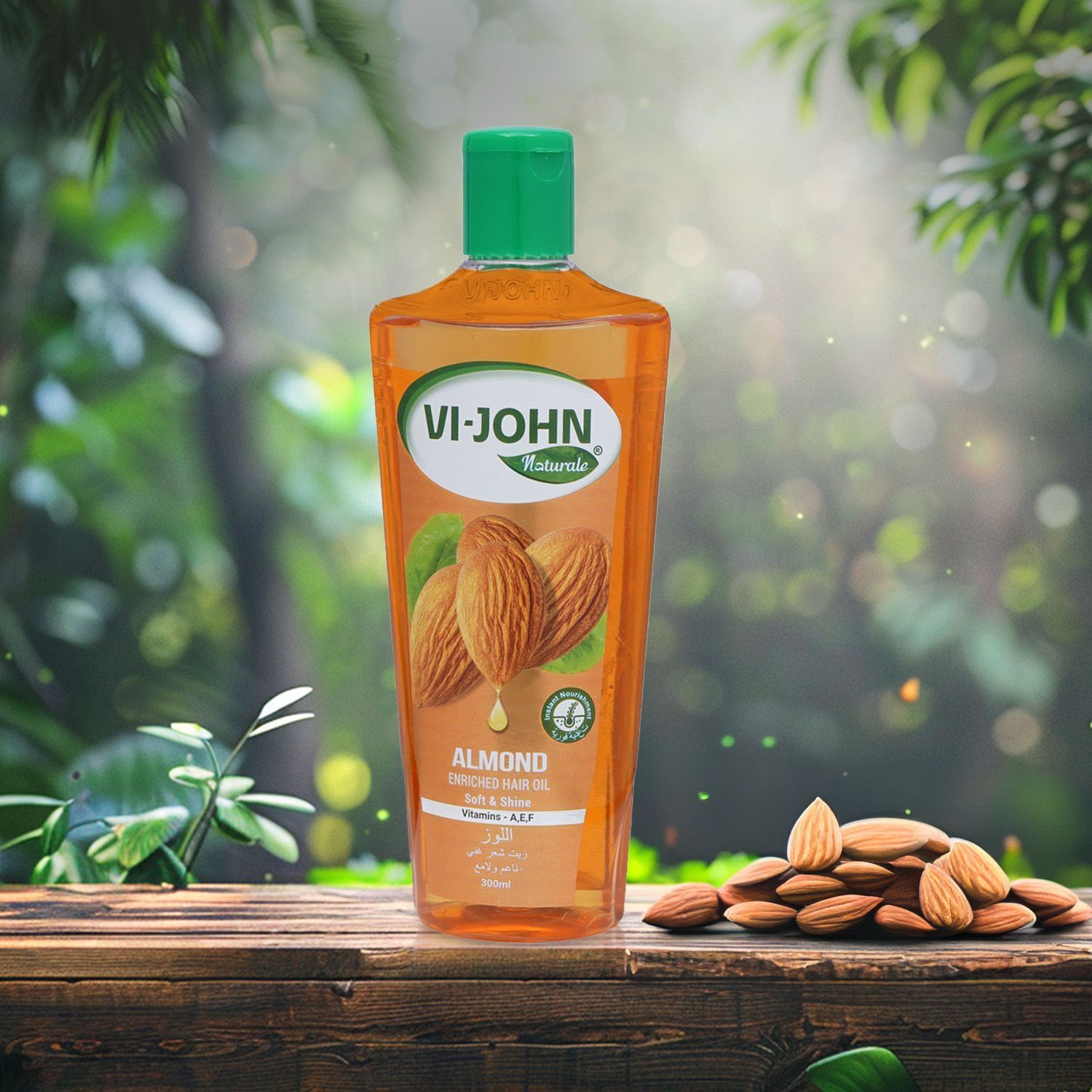 VI-JOHN NATURALE Almond Enriched Hair Oil | For Soft & Shiny Hairs With Vitamin A, E & F | Natural Hair Growth | for All Hair Types | Men and Women | 300ML