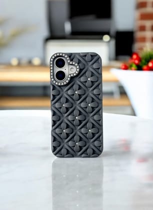 Grey Blossom 3D Case for iPhone 16