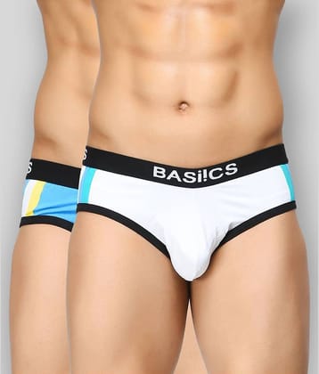 BASIICS By La Intimo Pack of 2 100% Cotton Briefs For Men's ( White )