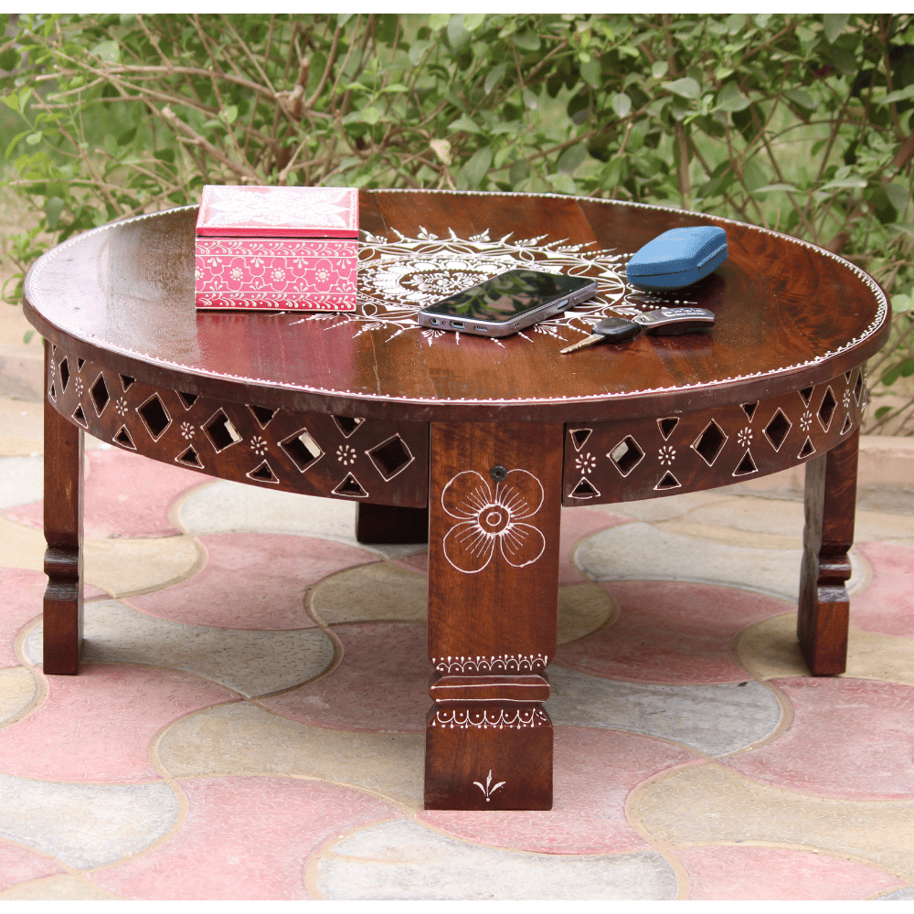 Solid Wood Round Centre Coffee Table | Mini Dinner Table