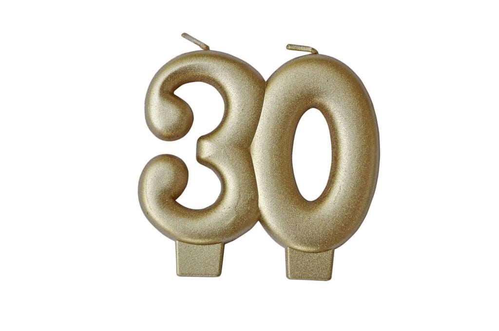 30th Birthday Golden Candle - 3" - Party and Festive Needs | Buy online on ZillyBuy