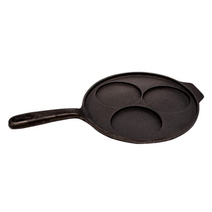 Aarogyam Cast Iron Uttapam, Pancake Pan, Eggs Pan, 3 Pits, 3.5 (Colour - Black) by Aarogyam - The Cast Iron Shop