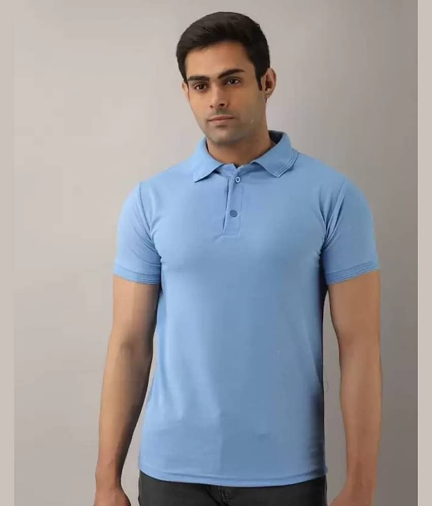 SKYRISE Pack of 1 Cotton Blend Slim Fit Solid Half Sleeves Men's Polo T Shirt ( Turquoise )