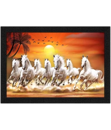 SNDArt - Vastu 7 Ruuning Horses Painting With Frame For Home Decor Gift Items 11 x 14 inch