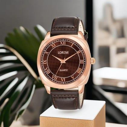Brown Cubic Designer Printed Dial Analog Watch for Men LR89