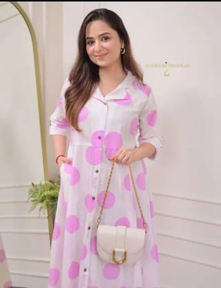 Womens Cotton Floral Printed 3/4 quarter sleeve A-Line printed kurti