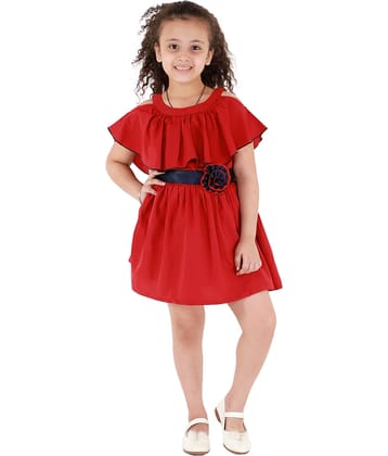 Kids Cave Crepe A-line For Girls ( Pack of 1 , Maroon )