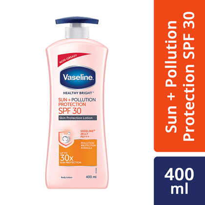 Vaseline Healthy Bright Sun + Pollution Skin Protection Spf 30 Body Lotion - + Vaseline Jelly Pa+++, 400 Ml Vaseline Healthy Bright Sun + Pollution Skin Protection Spf 30 Body Lotion - + Vaseline Jelly Pa+++, 400 Ml